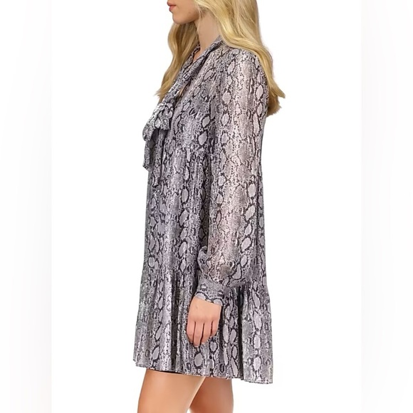 MICHAEL KORS ADDER CHIFFON SNAKESKIN DRESS - Picture 2 of 7